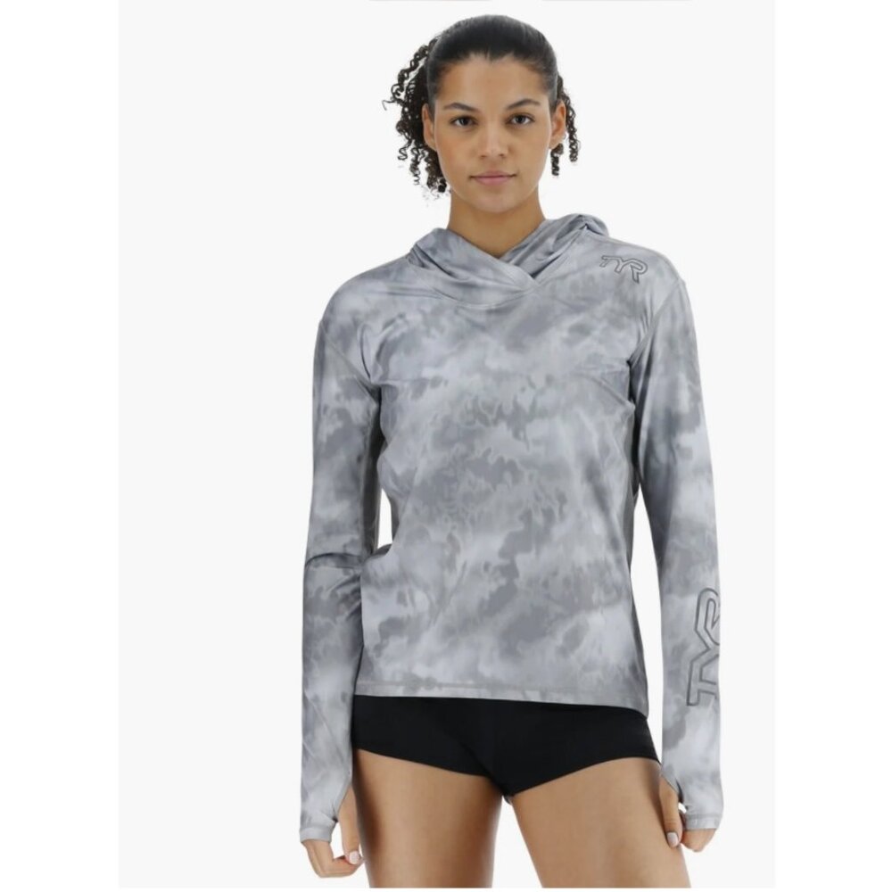 TYR Camohex SunDefense Long Sleeve Hooded UPF 50+ Swim Shirt (NWT)